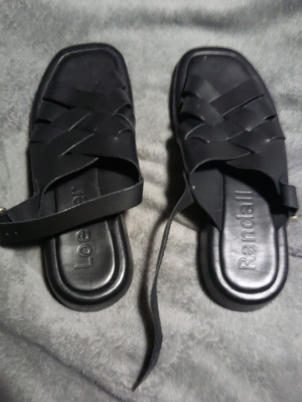 Loeffler Randall Black Woven Leather Slide Sandals